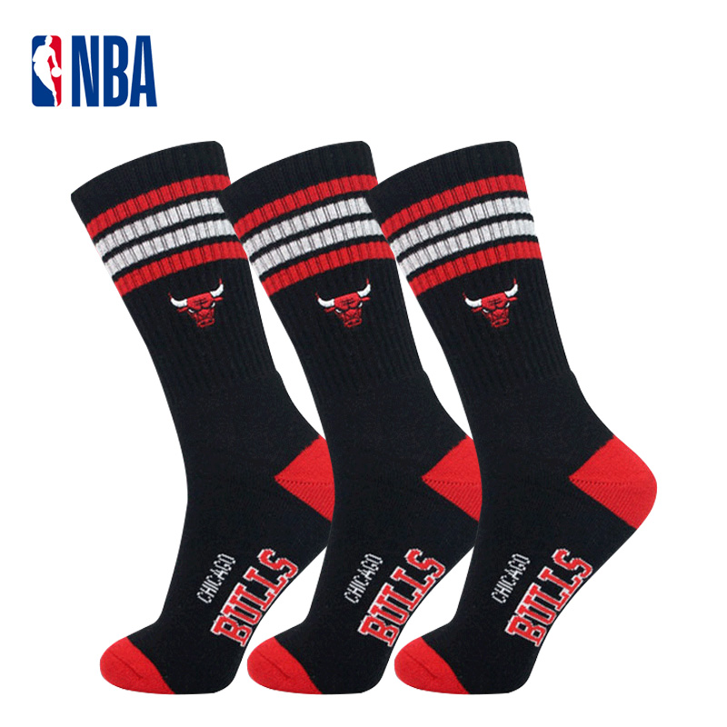NBA袜子运动篮球袜加厚运动长筒高筒精梳棉透气户外耐磨3双装
