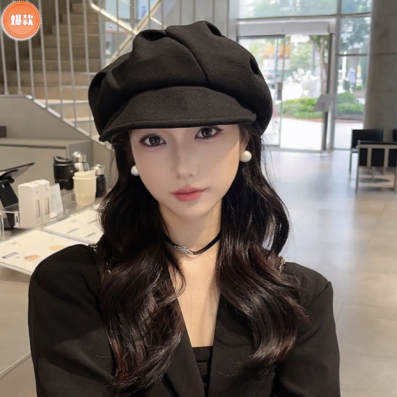2023爆款贝雷帽春秋季韩版百搭纯色报童画家帽子潮日系八角帽女冬