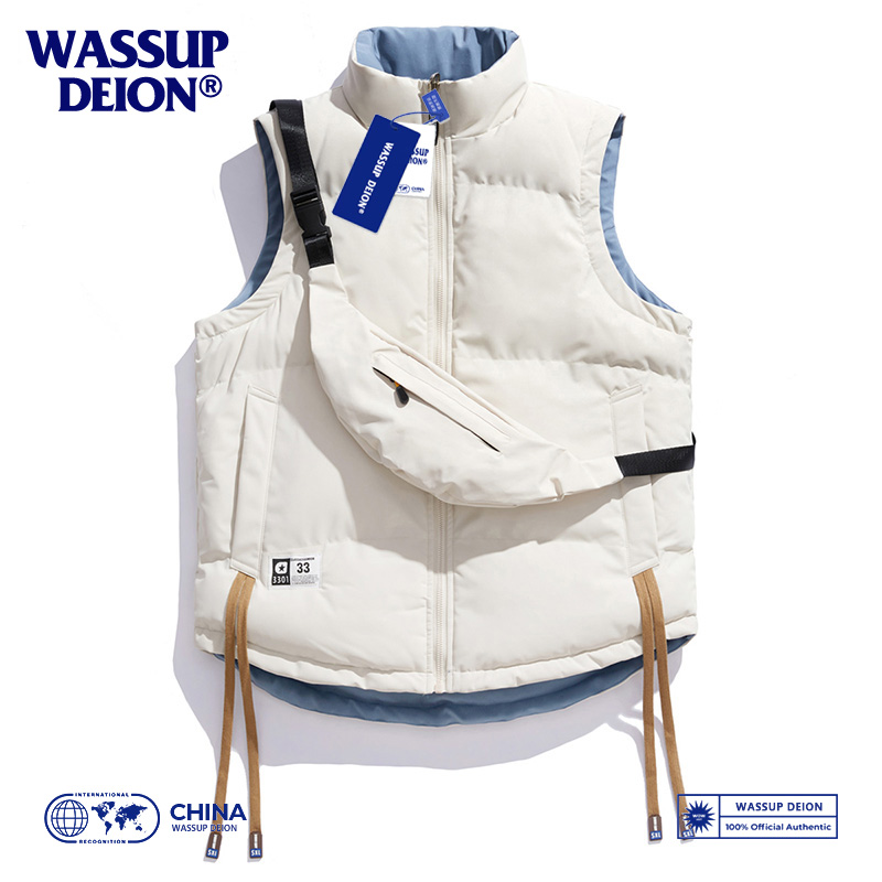 WASSUP DEION双面穿秋冬情侣时尚宽松棉马甲外搭工装坎肩马夹背心
