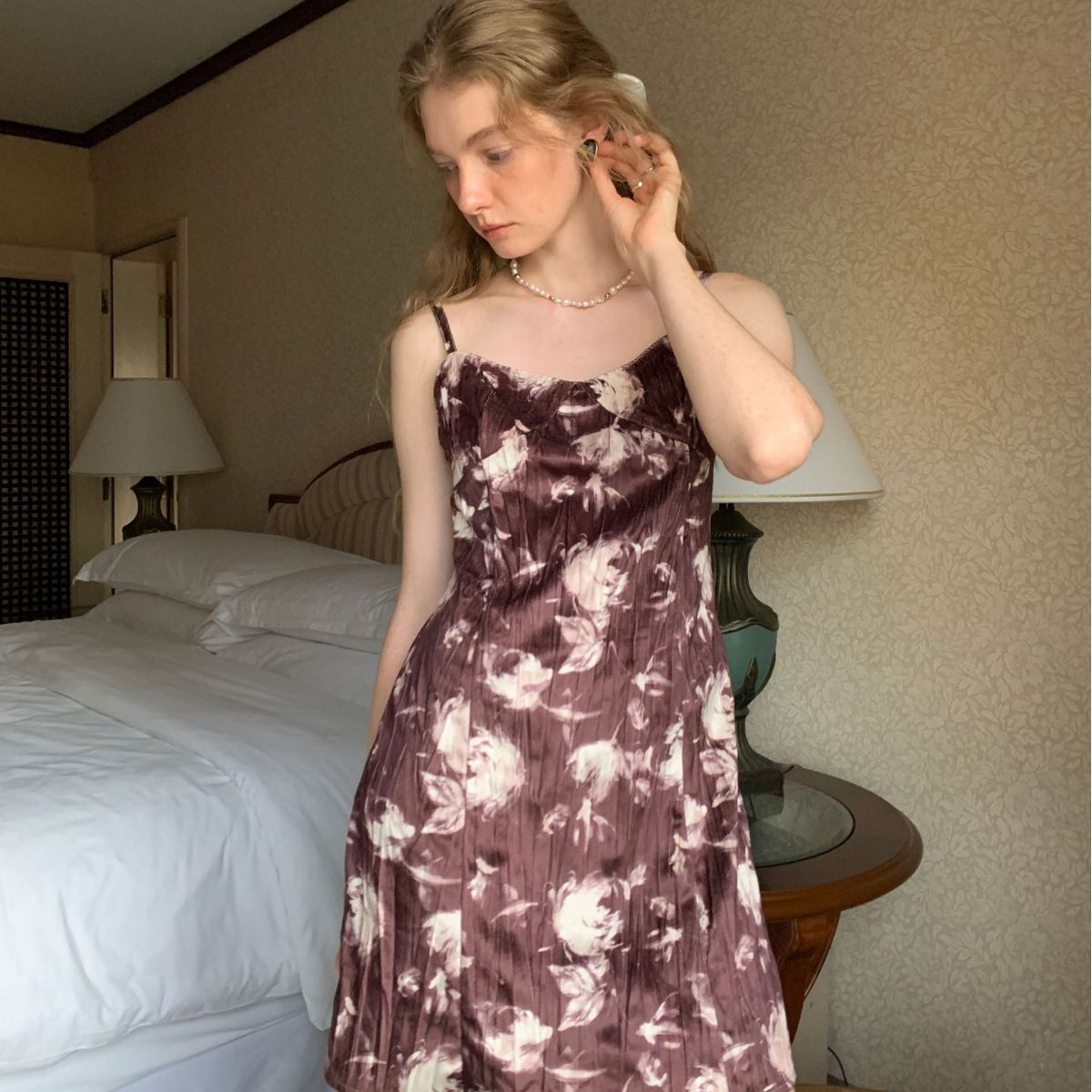 秋季纯欲风初恋性感碎花辣妹短款吊带裙83833