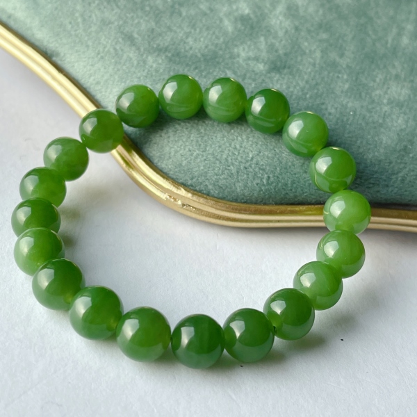 晶雁9~10mm和田玉碧玉无黑手链单圈时尚轻奢玉手串百搭简约气质