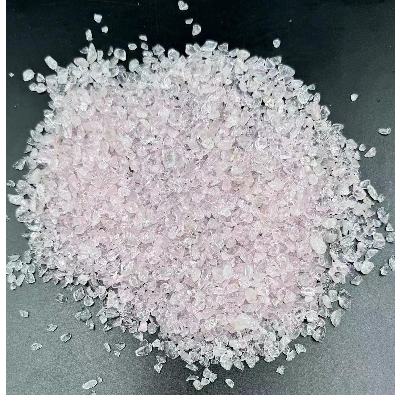 天然粉水晶碎石鱼缸造景石花盆装饰原石打磨