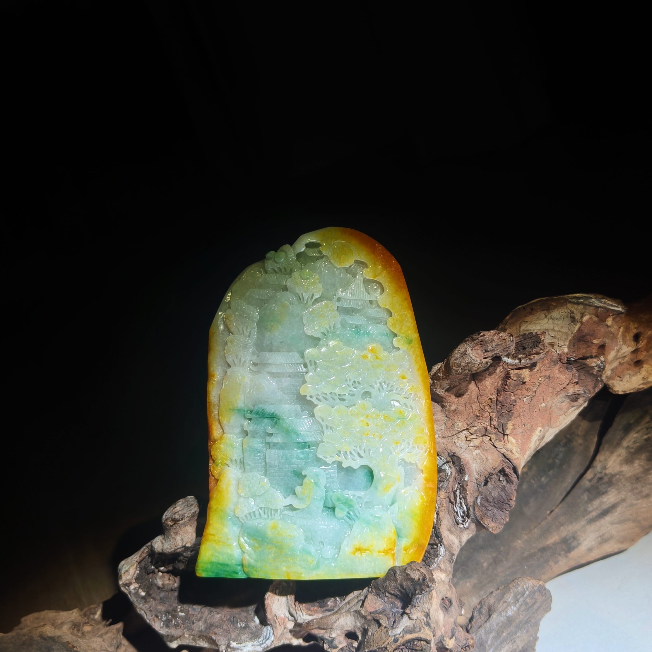 传家珍藏 仙境问道  翡 翠 水头足 大件精雕 孤品配证书