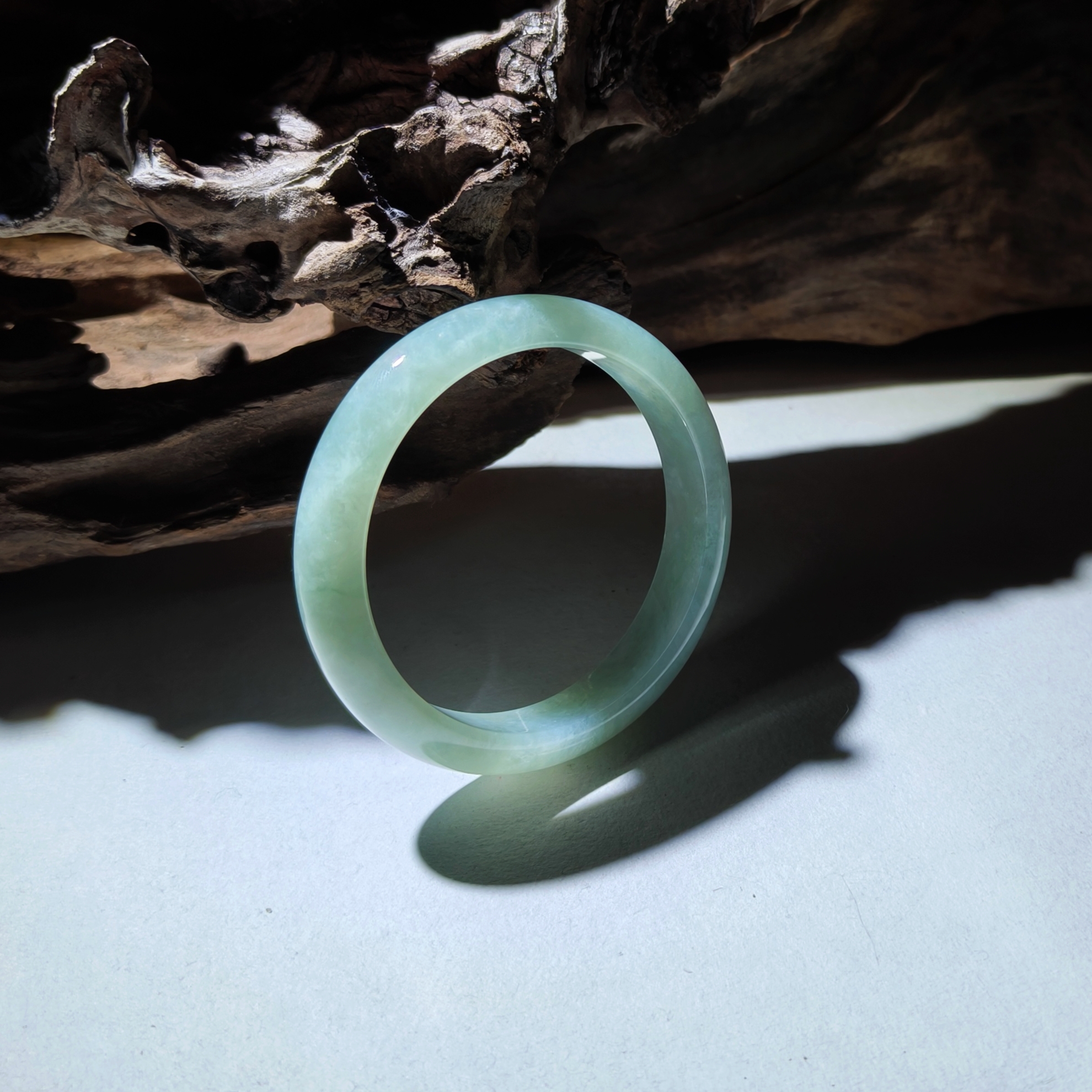 非金属手镯 天然老坑料手镯  水头润 冰透  配证书 01118圈口57mm