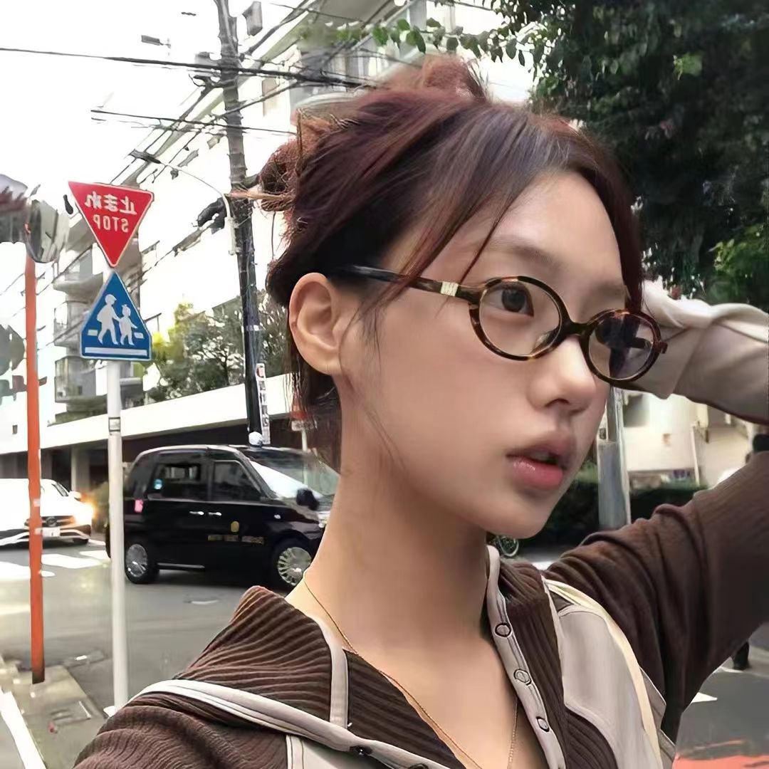 复古椭圆框豹纹眼镜女高级感网红ins小脸小框书呆子近视眼睛镜框