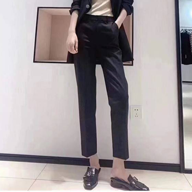 魅言新款秋冬显瘦百搭简约职业休闲加厚烟管裤九分西装裤女