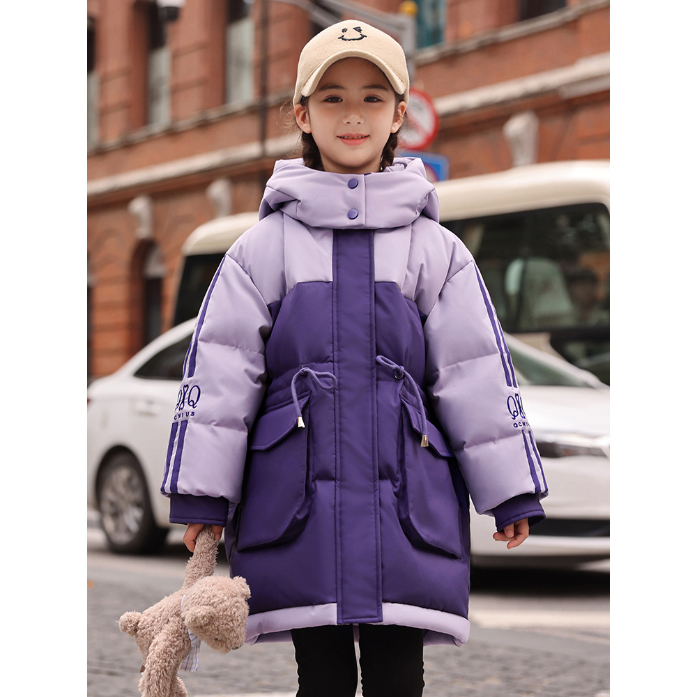 巴拉巴拉恩儿童羽绒服女童中长款2024新款韩版女童白鸭绒宝宝洋气