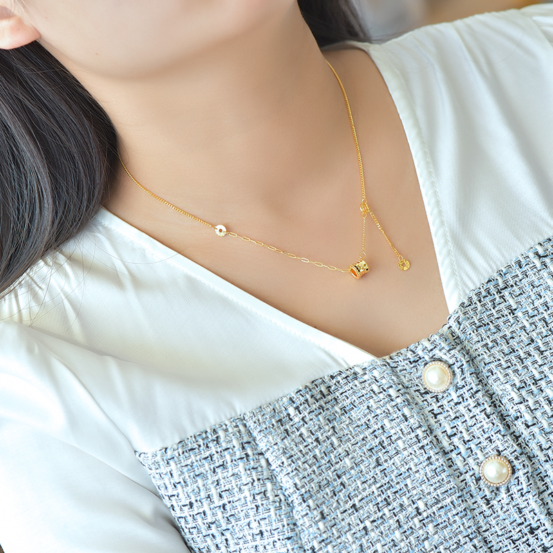 坠链均足银 足银小蛮腰项链女款气质轻奢时尚百搭坠链