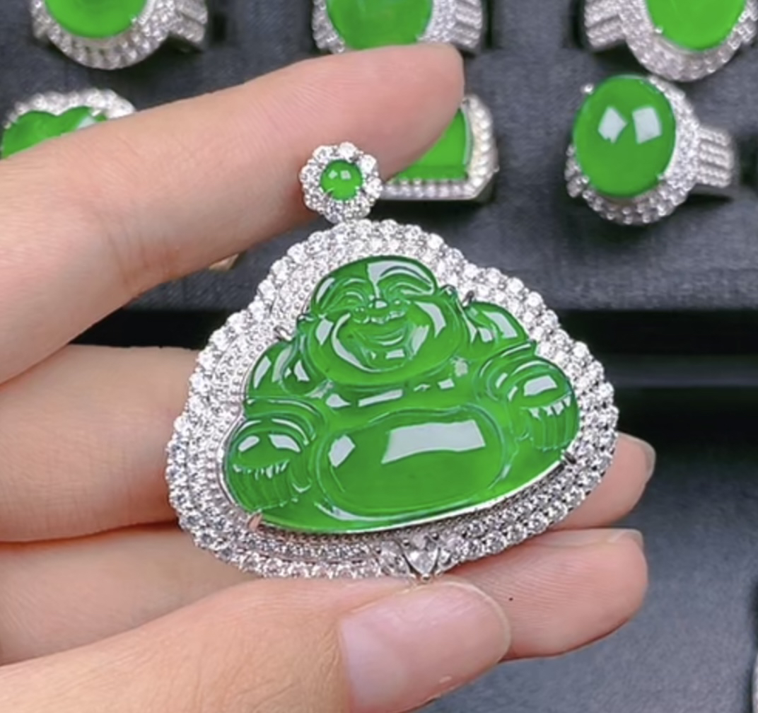 天然A货翡翠弥勒佛