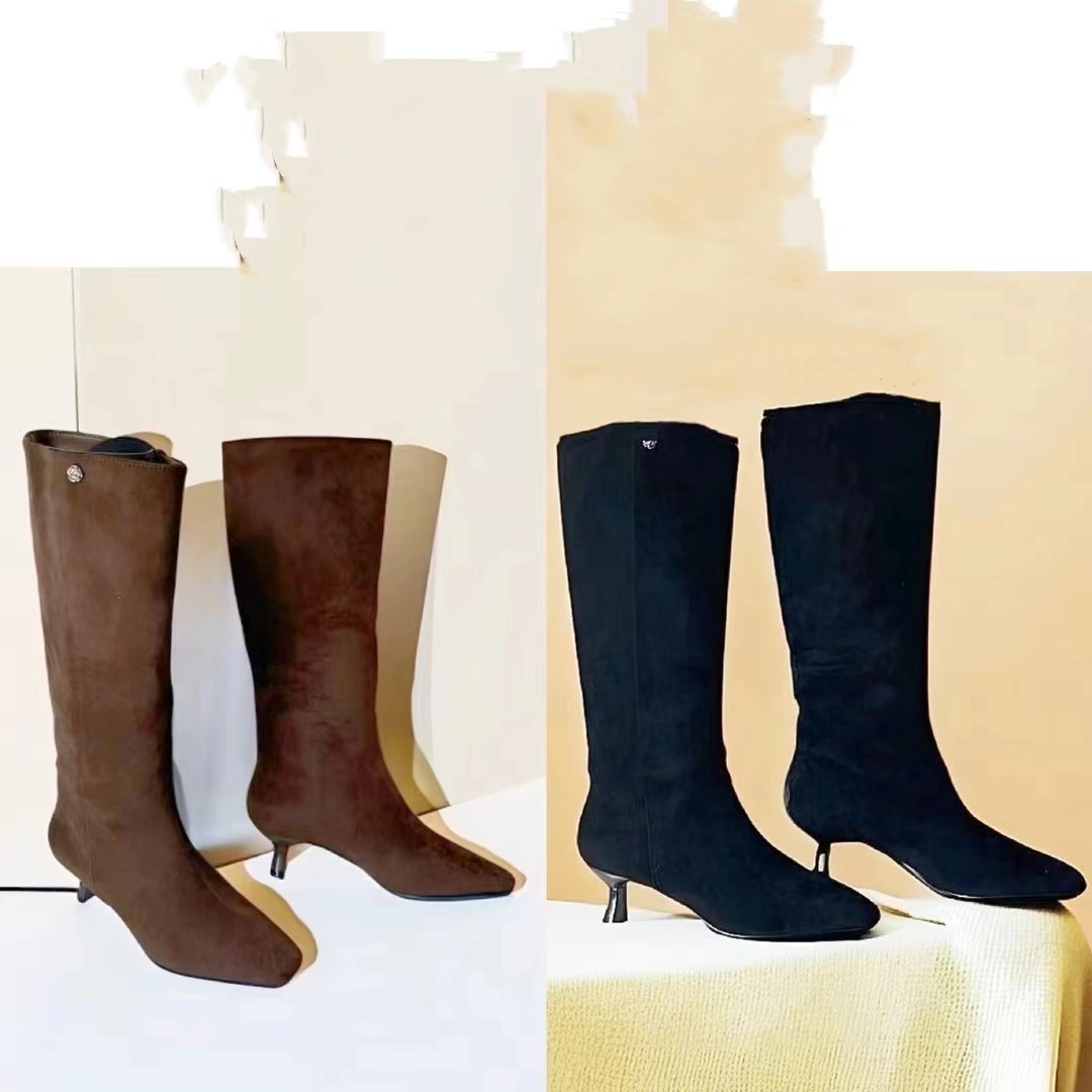 专柜正品26G1061韩版细跟骑士靴女磨砂长靴套筒显瘦不过膝长筒靴