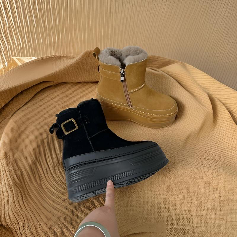 专柜正品195600头层内增高雪地靴棉鞋加绒加厚底冬季短靴