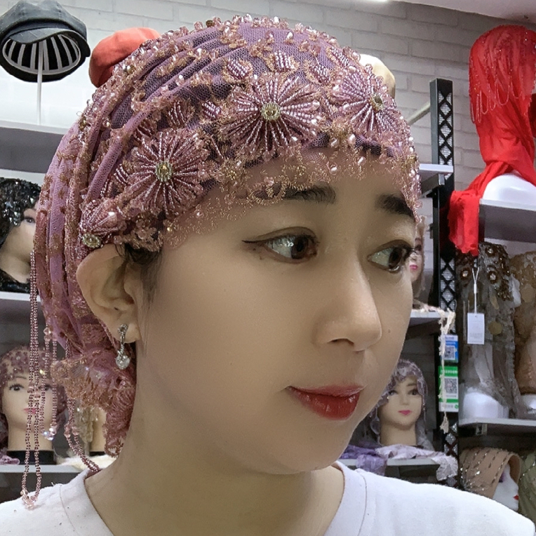 新款女士【手工串珠吊坠圆花鱼尾帽子】