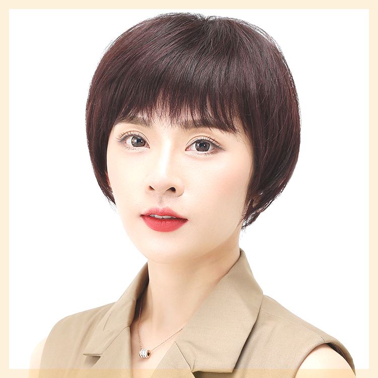 中老年假发女短发真发套女全头逼真高档假发真头发波波头真人头套