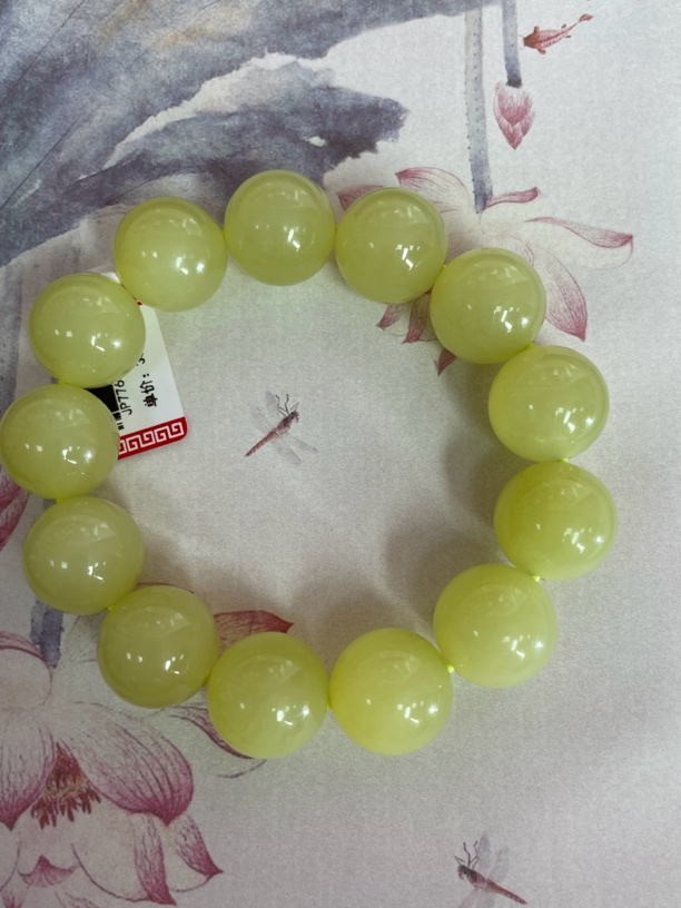 和田玉若羌黄口鸡油黄卡16圆珠手串黄色单品