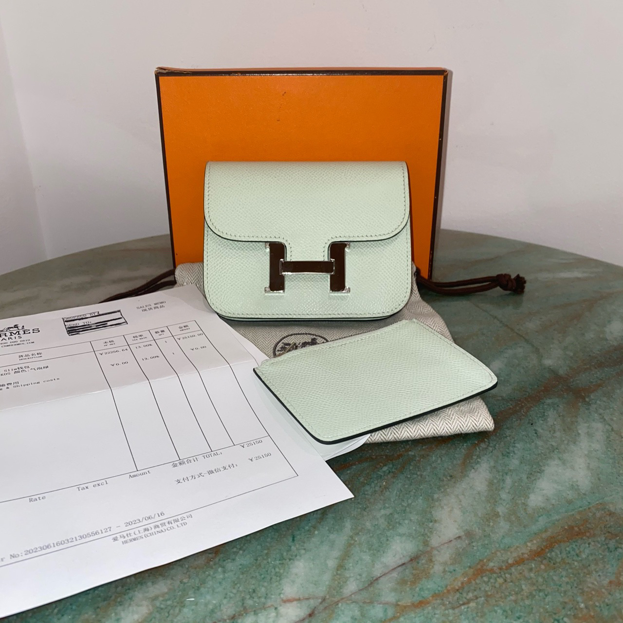 全新未使用 Hermes/爱马仕 爱马仕Hermes 气泡绿康康silm银扣 B刻