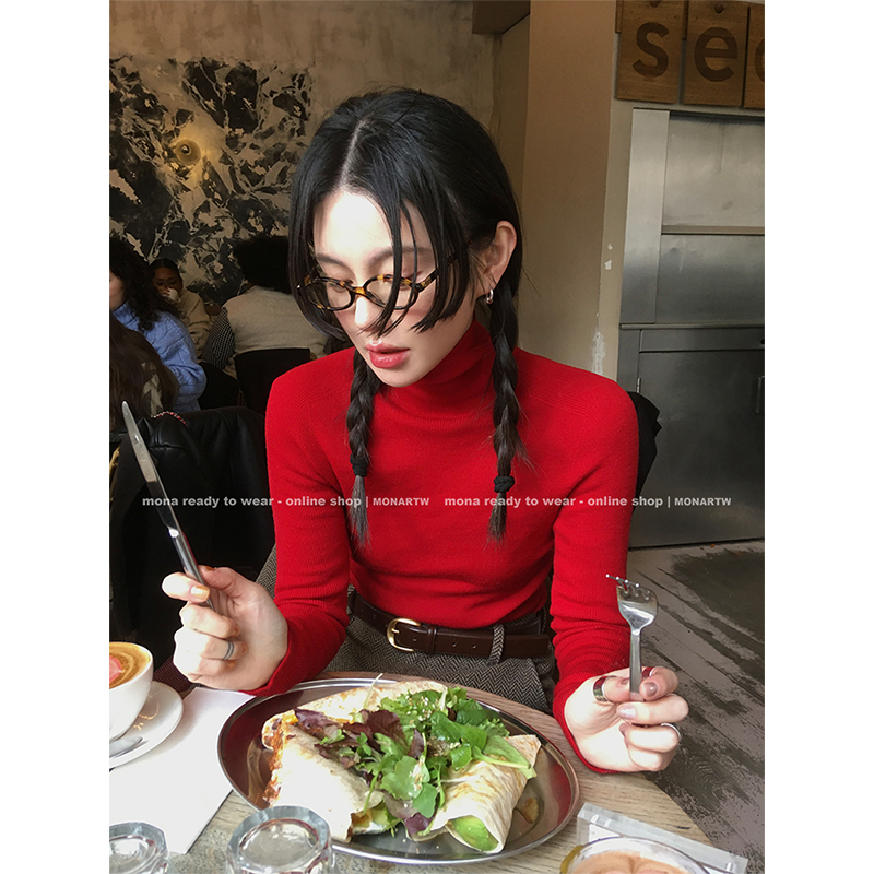 【Mona张绮贤 】MONA 100羊毛高领显瘦打底衫 O124Y20234