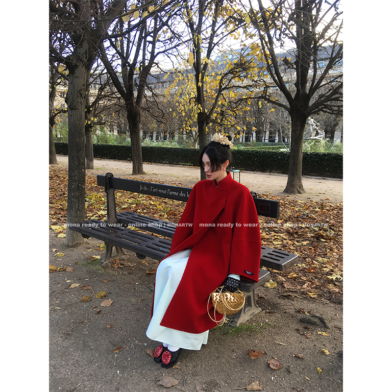 【Mona张绮贤 】MONA 100羊毛新中式双面呢大衣 O124M12759