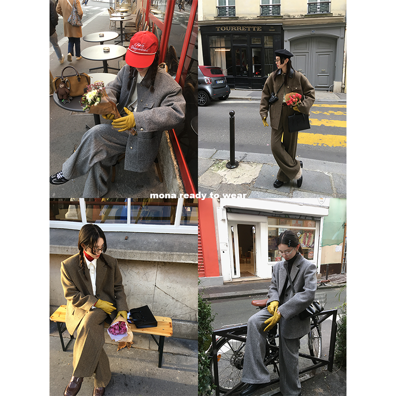 【Mona张绮贤 】MONA羊毛西装夹克中腰西裤女 O124A10972