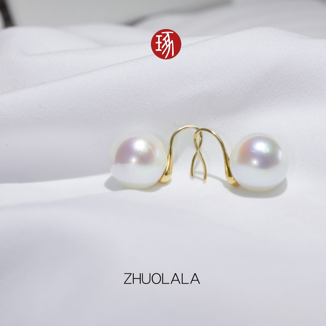 琢啦啦 925银仿珍珠耳饰 复古耳钉粉光轻奢经典法式优雅时尚ins