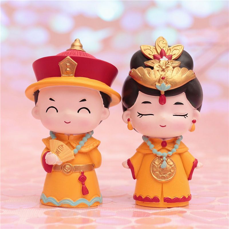 中国风小礼物纪念品文创可爱皇上皇后宫廷娃娃摆件装饰品
