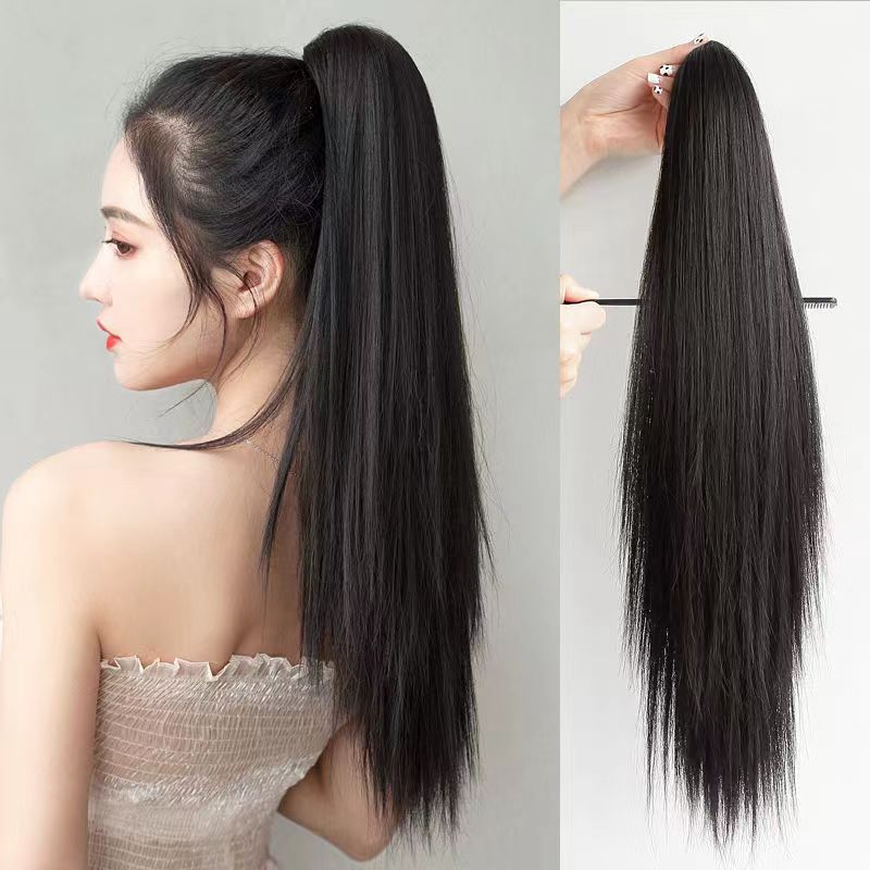 自然直发长发片长直发高发尾抓夹式马尾个性女网红假马尾超轻气质
