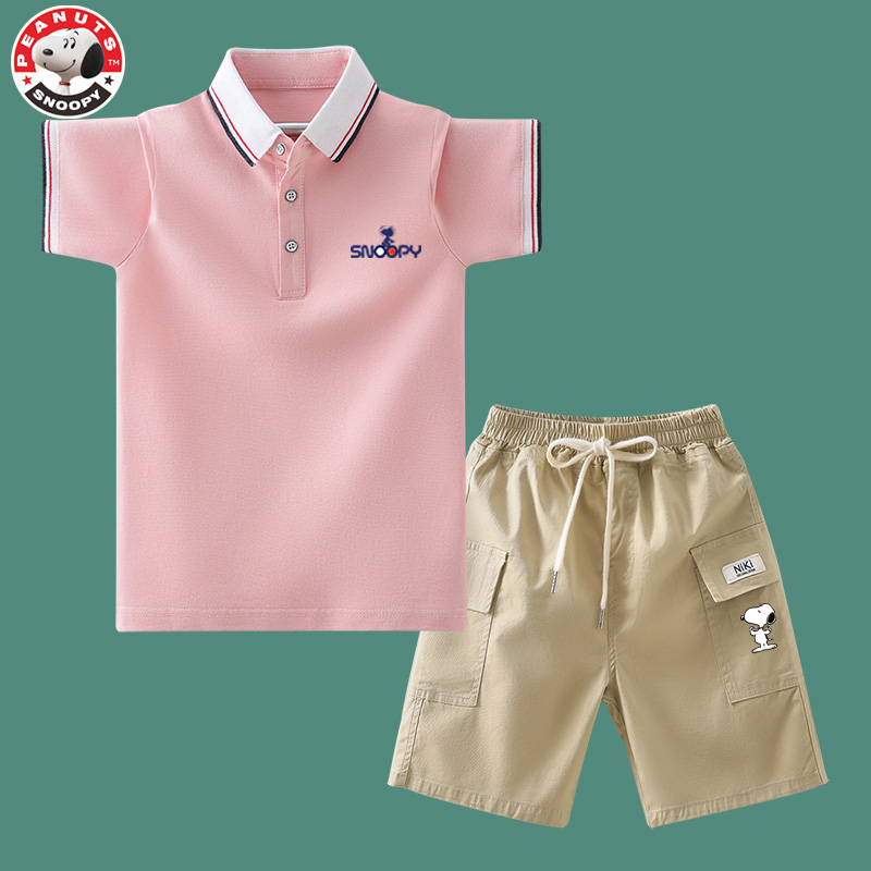 Snoopy/史努比男童套装夏装中大童短袖休闲儿童polo衫童装夏季短T