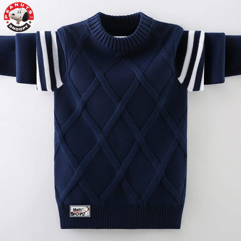 Snoopy/史努比男童毛衣套头秋冬款2025中大童针织衫儿童加绒加厚