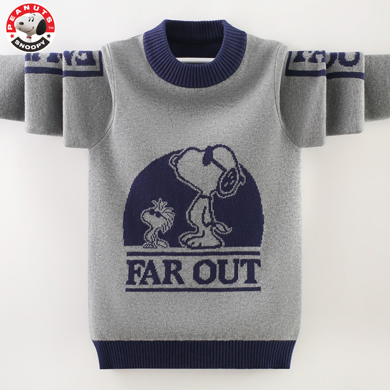 Snoopy/史努比男童毛衣2025新款秋冬季中大童儿童针织衫纯棉保暖