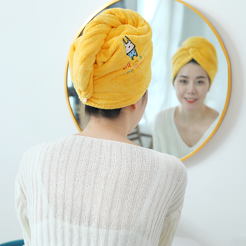 GY【京かわ会社】珊瑚绒干发帽 浴帽 [薇薇孤品]不挑花色