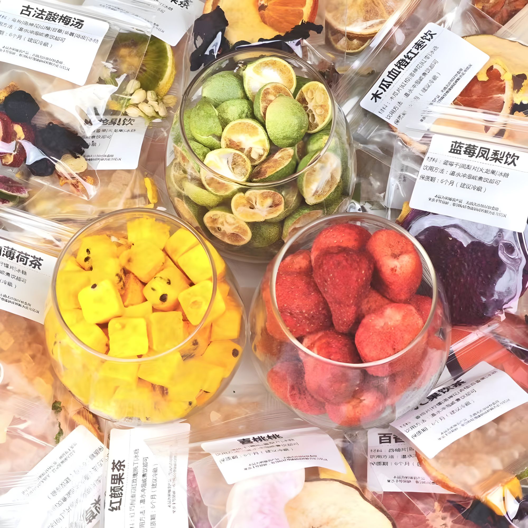 【全网爆火】百种冻干水果茶独立包装冷泡茶茉莉茶青桔柠檬花果茶