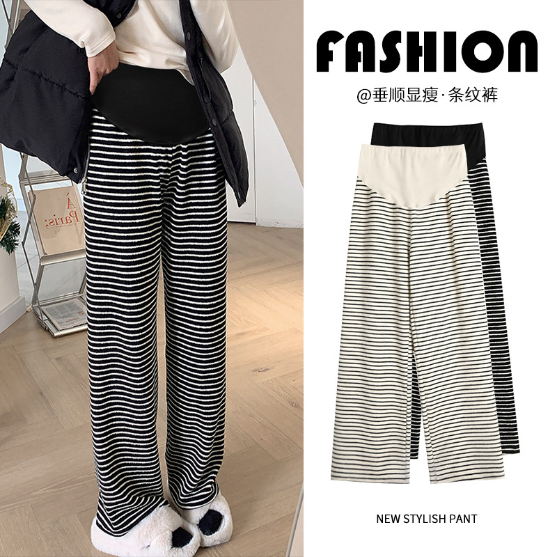 2023孕妇裤夏季外穿休闲裤子宽松春夏薄款条纹长裤阔腿裤垂顺