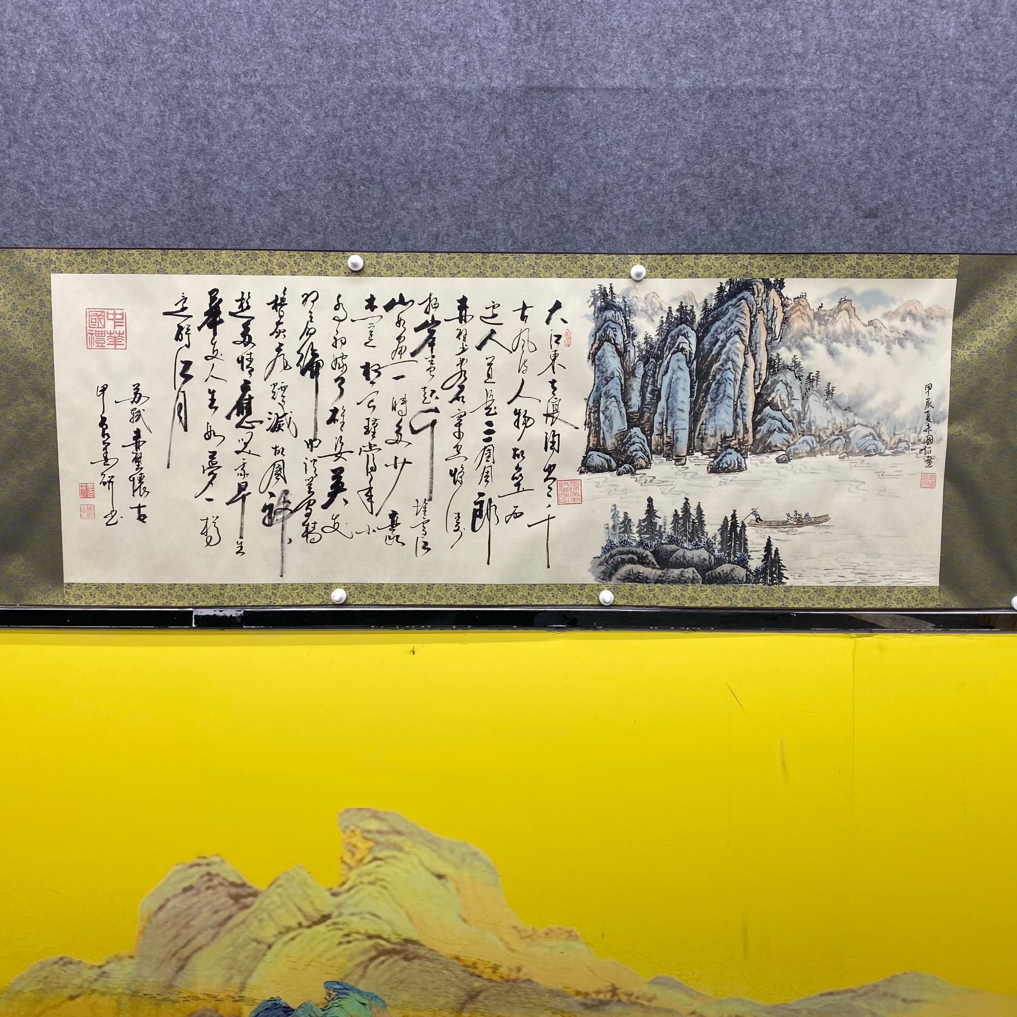 墨研+荆国超+赤壁怀古+书画合一+六尺+绢本+原创手绘