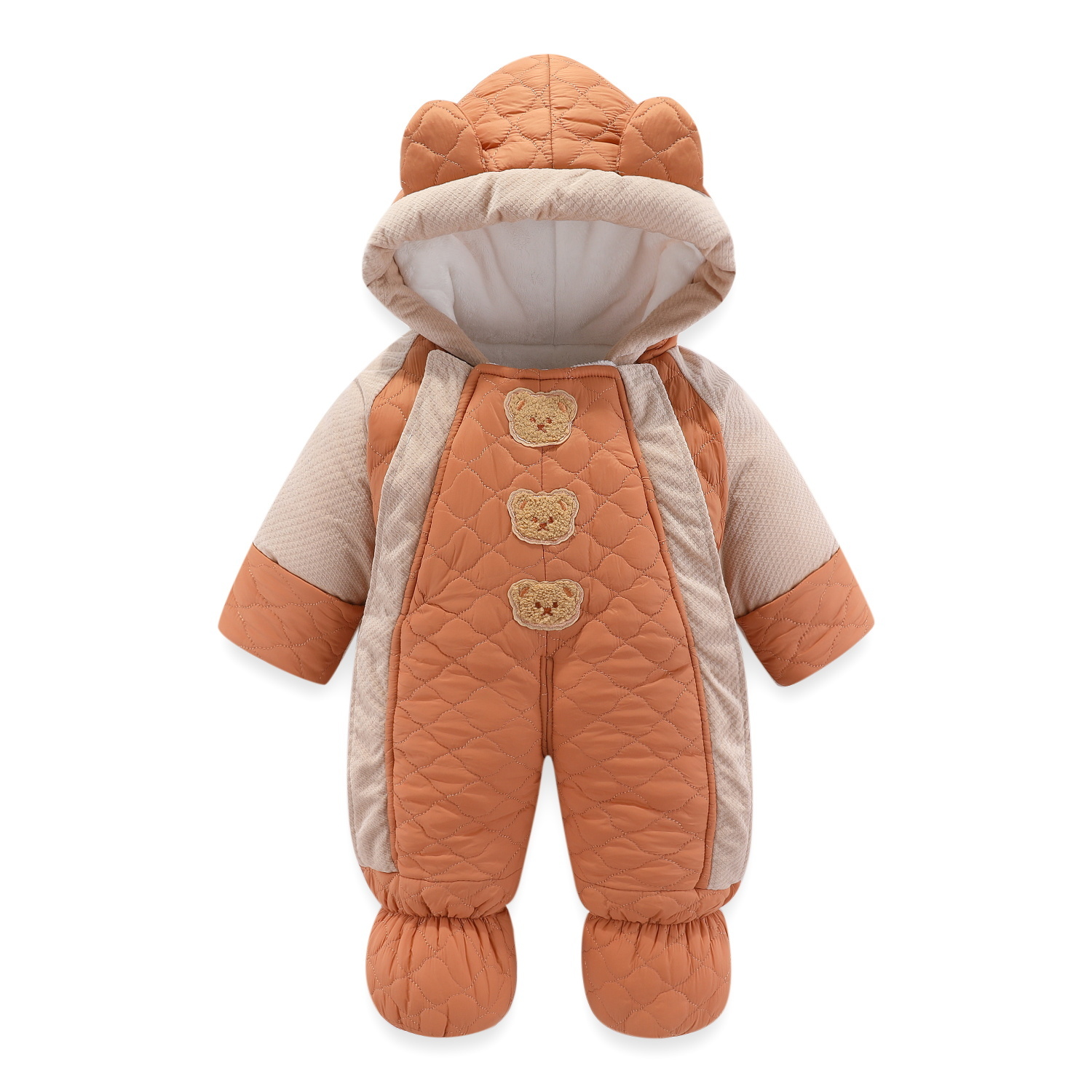 新生儿儿衣服冬季加厚连体衣宝宝保暖哈衣套装加绒棉包脚外出抱衣