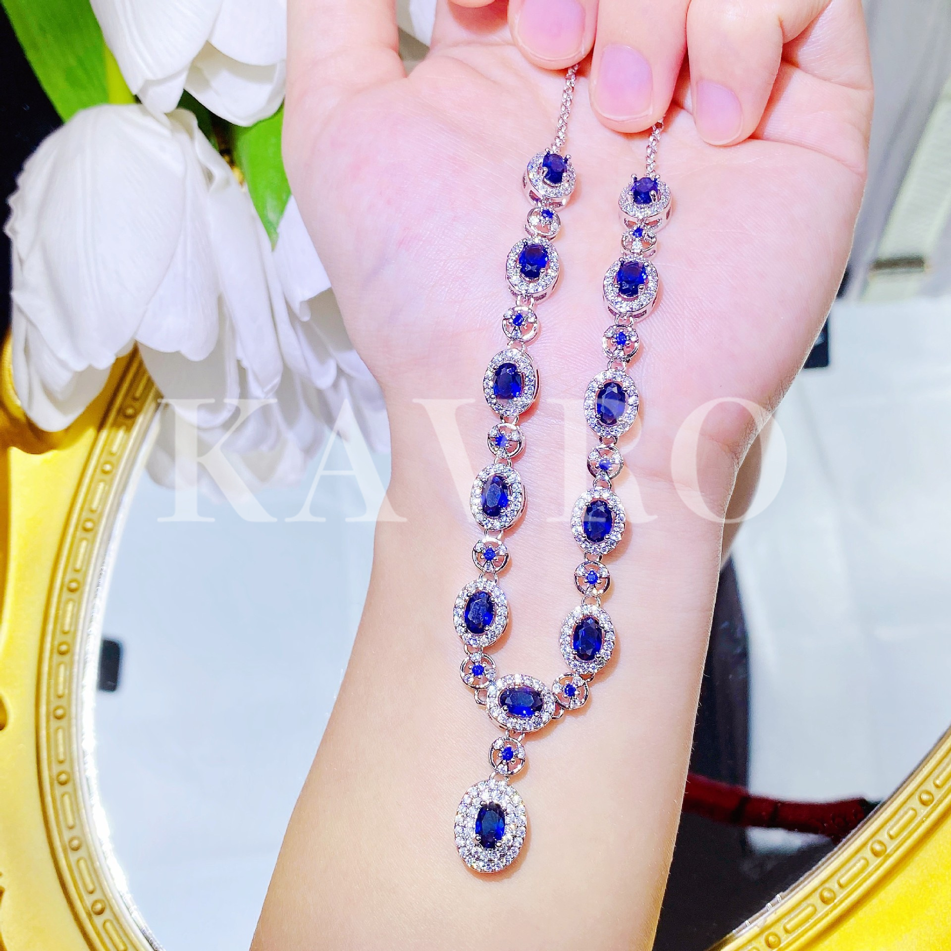 证书送运费险-France卡夫罗KAVRO蓝宝石项链B3155