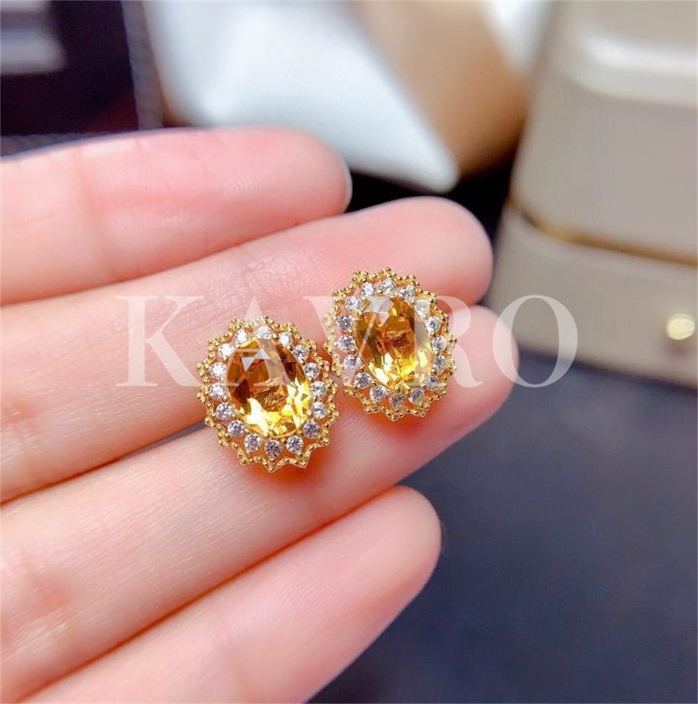 证书送运费险-France卡夫罗KAVRO金丝黄碧玺耳钉B3240