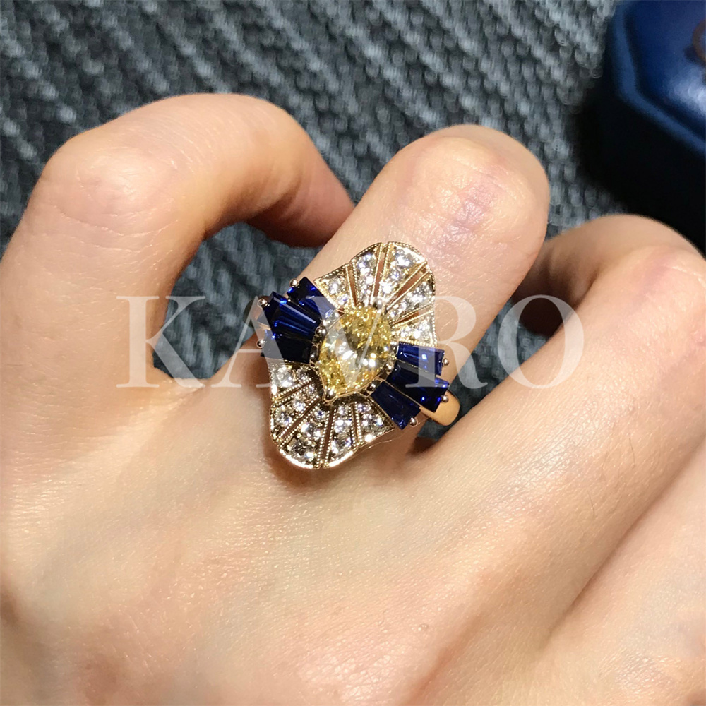 证书送运费险-France卡夫罗KAVRO金丝黄碧玺戒指B3225