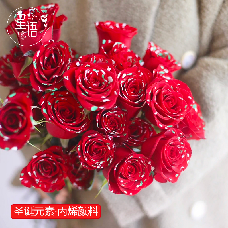 【星语】圣诞节元素 圣诞白红绿丙烯颜料染色着色花艺diy圣诞氛围