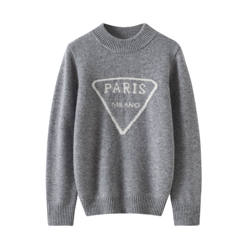 2024秋冬新款儿童纯羊毛衫半高领三角提花针织衫男女童套头打底衫