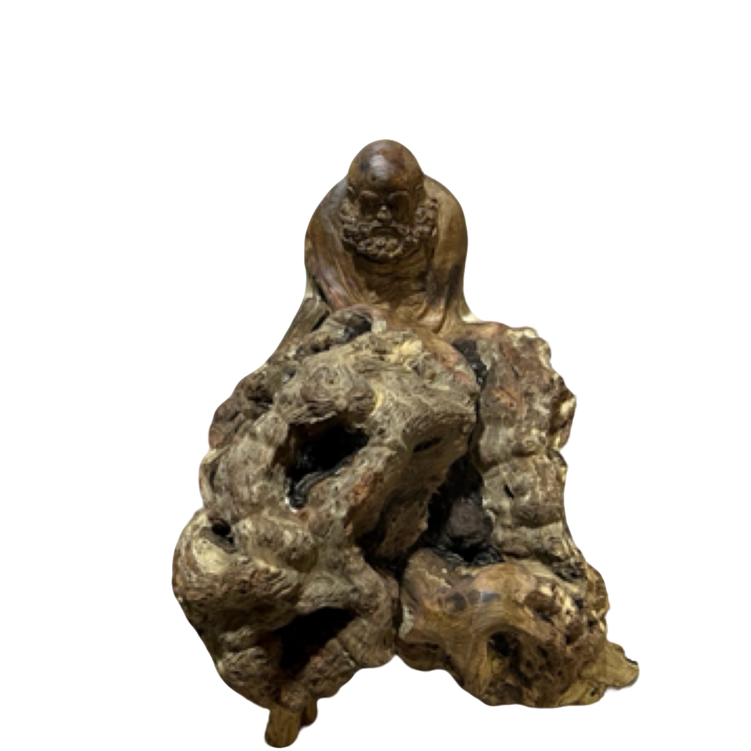 麻梨木根雕悟道作品，独特艺术韵味