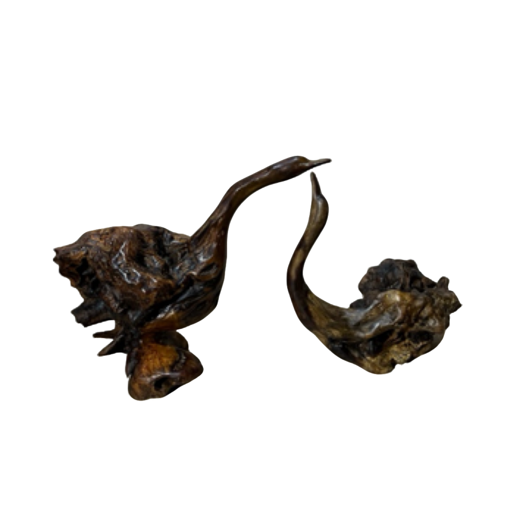 悟喜根艺，麻梨木，双鹅