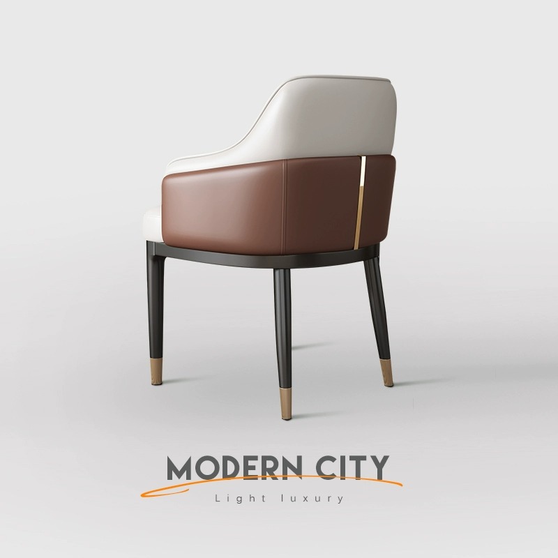 意式轻奢餐椅家用生态真皮餐桌椅现代高级感酒店售楼处简约洽谈椅