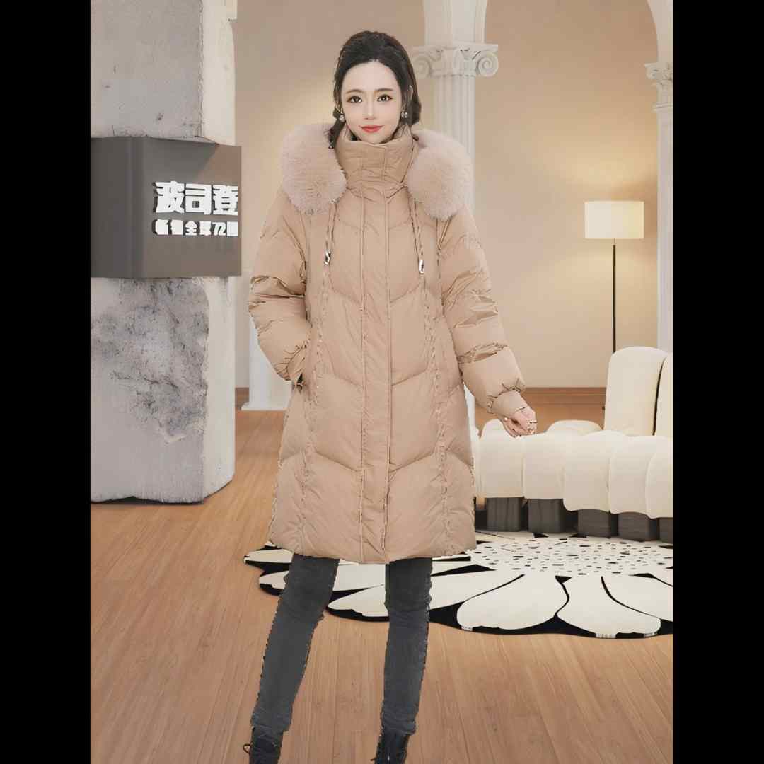波司登2024新款冬季毛领连帽女时尚都市保暖休闲通勤反季羽绒服