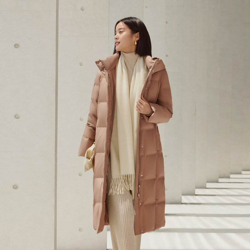 波司登冬季新款女装鹅绒时尚连帽经典商务通勤长款羽绒服女款