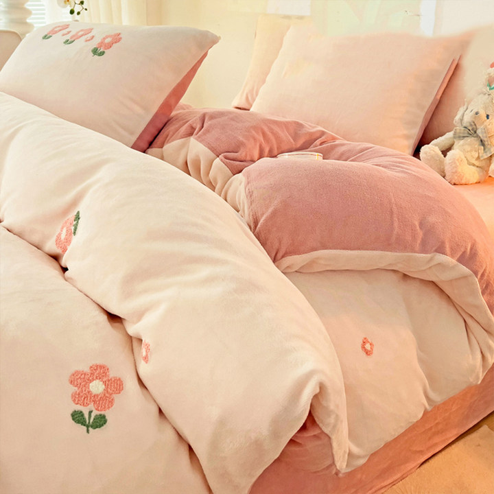 冬季珊瑚牛奶绒被套单件加厚双面法兰绒150x200被罩加绒1.5米单人