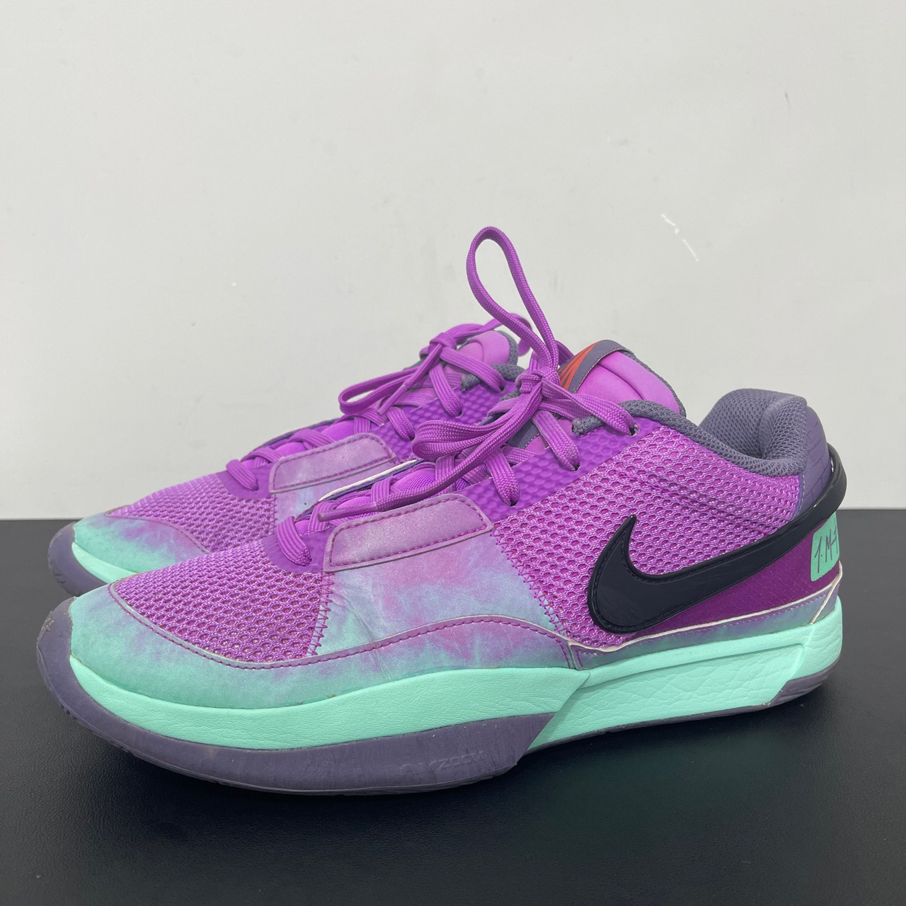 叁/二手/45码/Nike JA1 莫兰特1代 黑紫中古球鞋/鞋边微瑕9新无盒