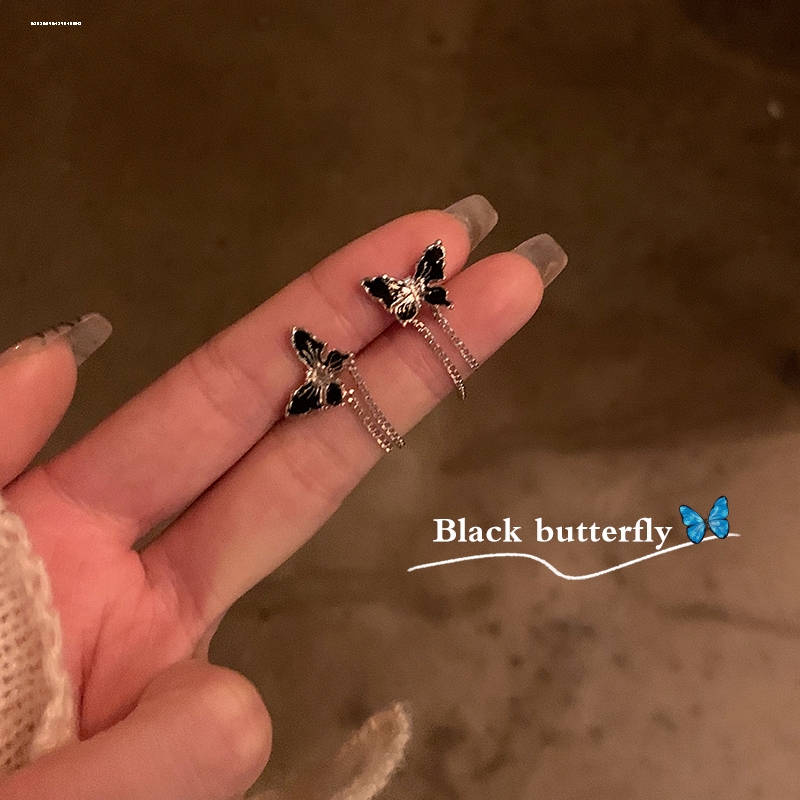 新款蝴蝶流苏耳钉显白精致简约耳饰小众网红女时尚设计气质个性