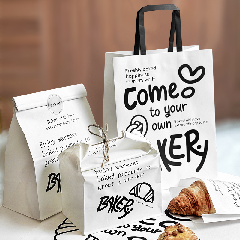 甜品打包袋烘焙手提袋定制牛皮纸袋蛋糕面包系列烘焙包装袋子logo