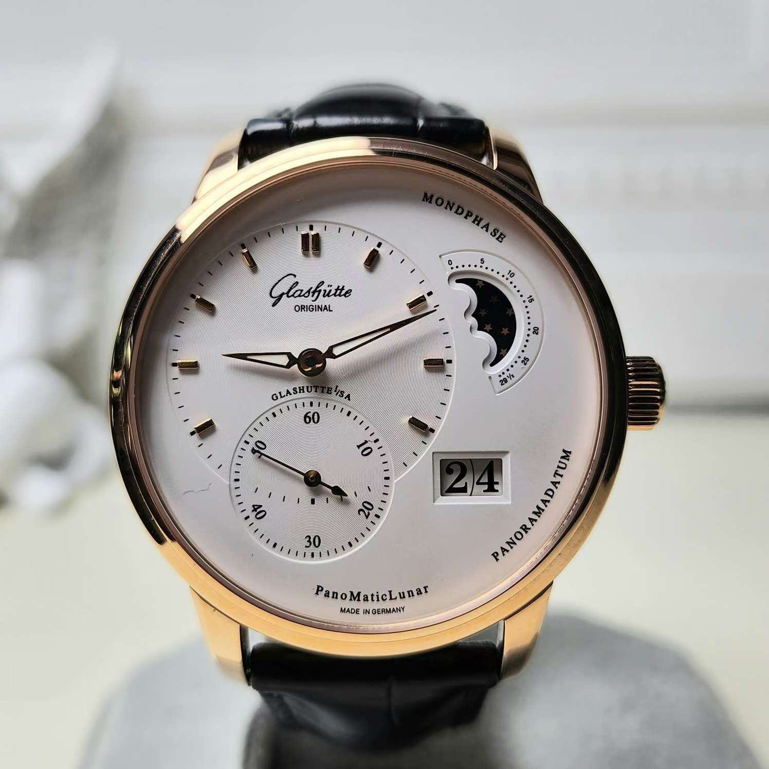 99新 Glashutte/格拉苏蒂 偏心系列/玫瑰金/公价166000