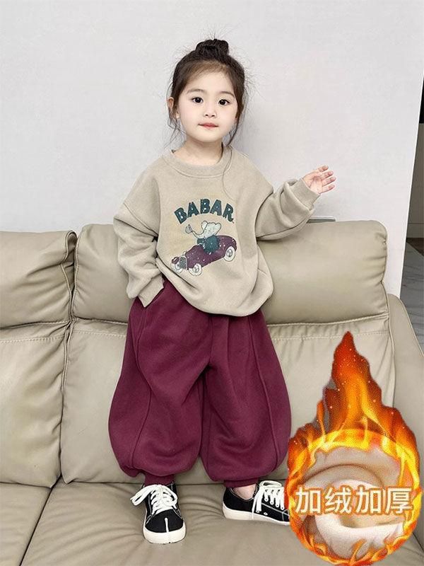 【冬季大促】女童加绒套装秋冬新款洋气儿童网红卫衣套装小女孩韩