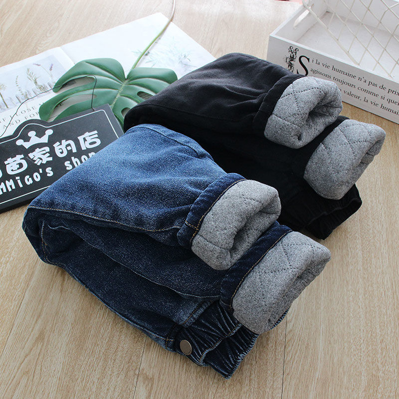 【小扬哥推荐】一条过冬男女童牛仔棉裤儿童高腰三层夹棉裤子中大